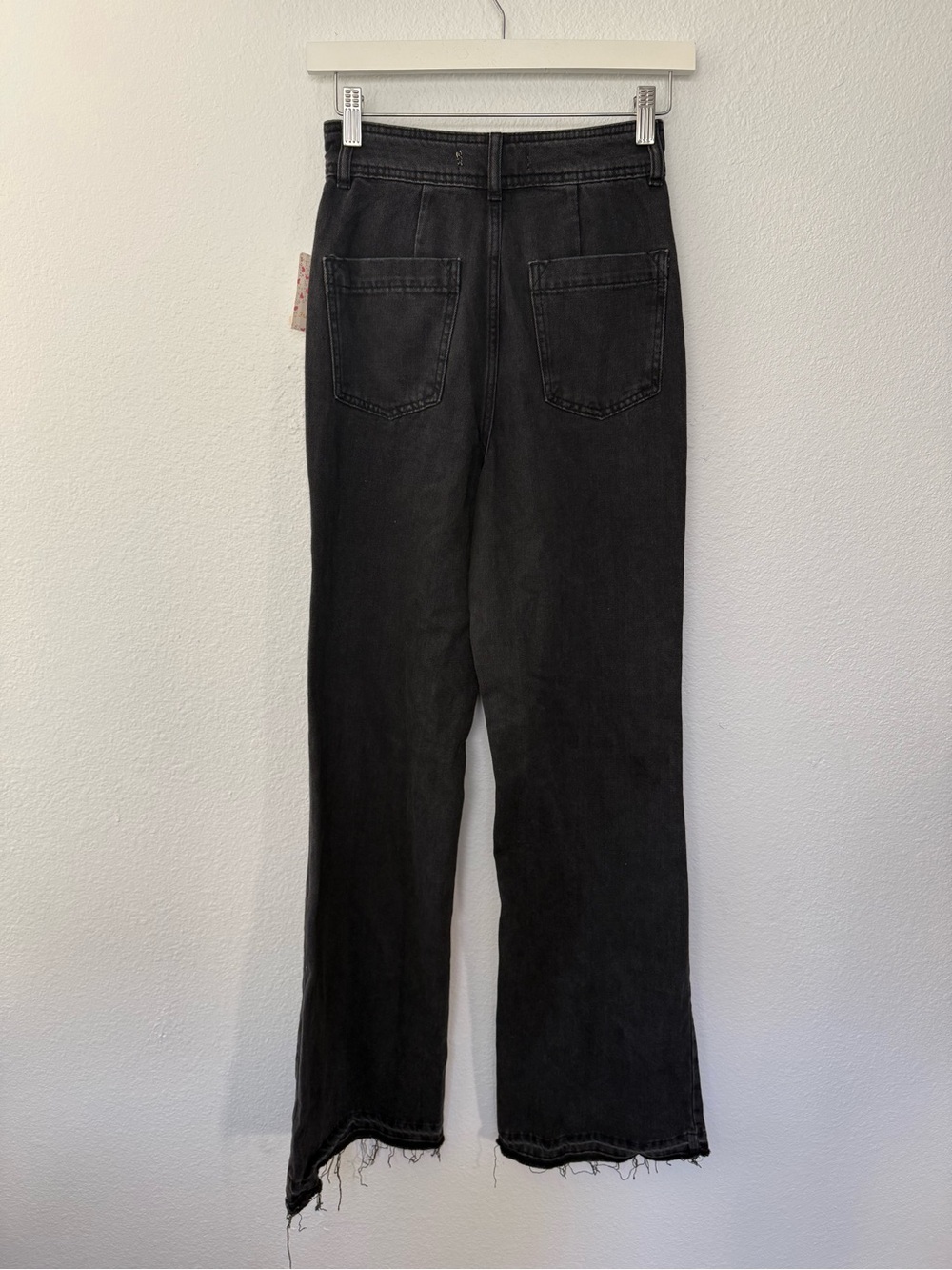 Free People Black Wide-Leg Frayed Hem Jeans - Picture 3 of 3